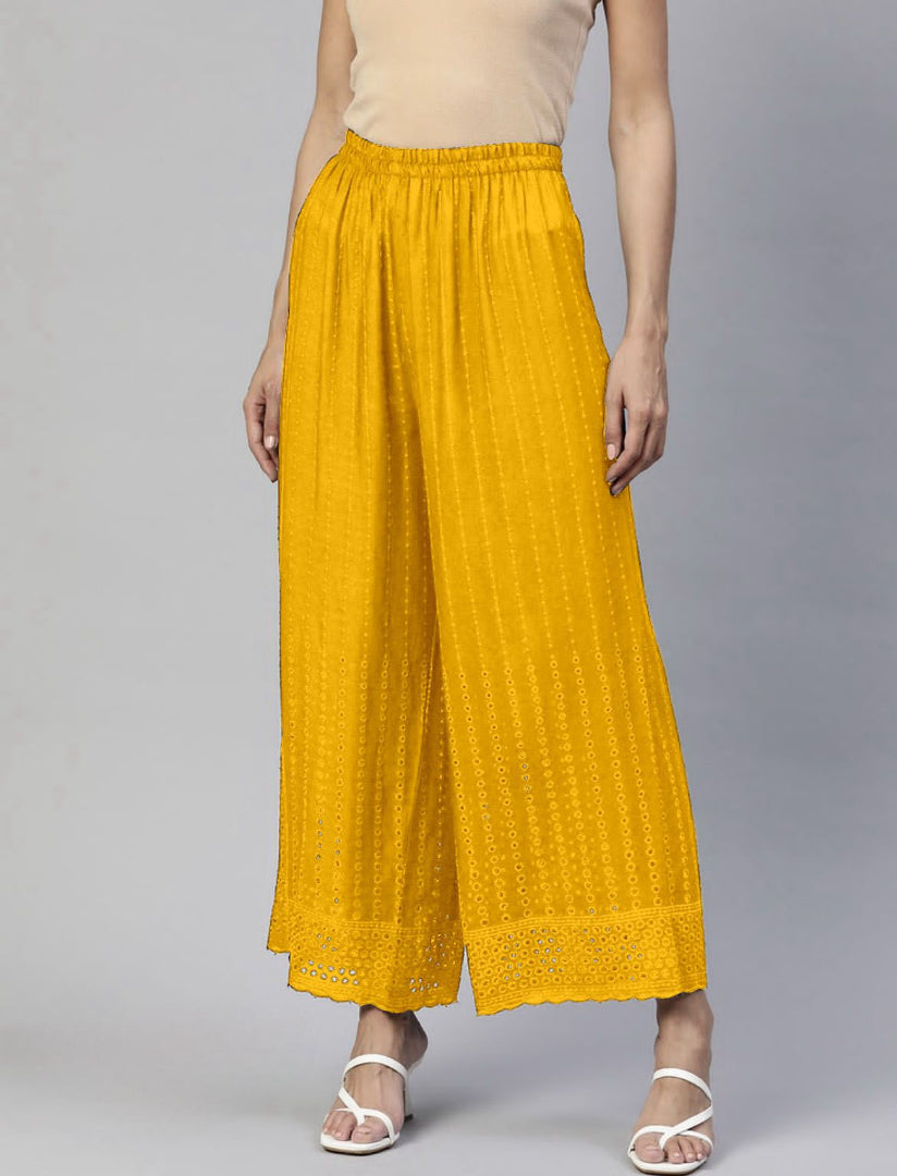 Chikankari Work Rayon Palazzo for Women