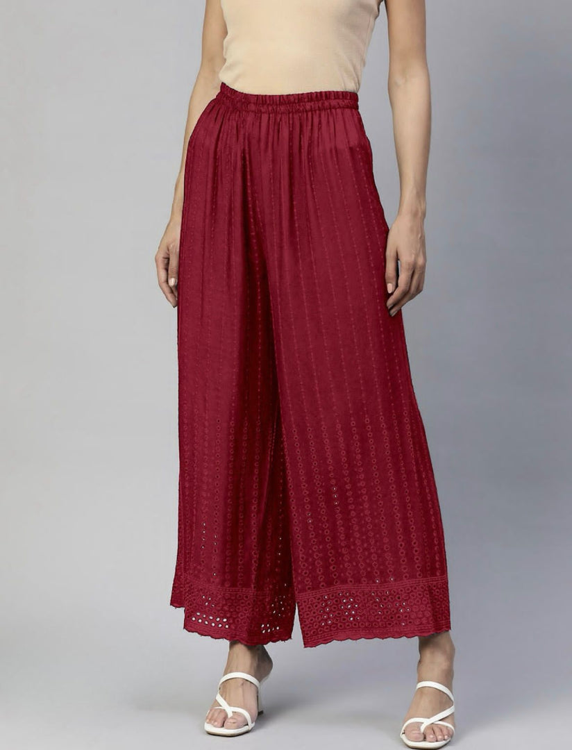 Chikankari Work Rayon Palazzo for Women