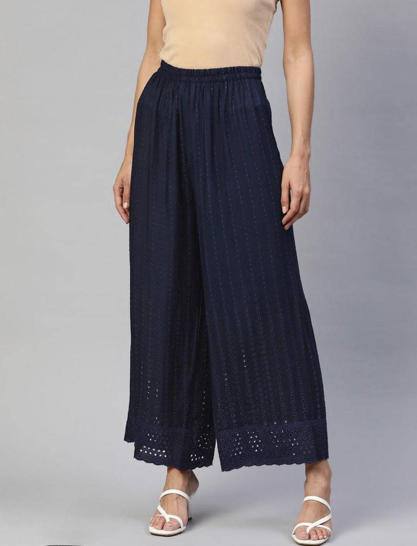 Chikankari Work Rayon Palazzo for Women