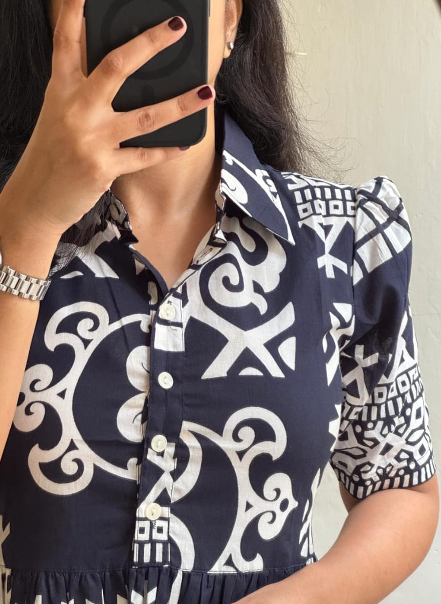 Printed Pure Cotton Midi Gown Dress