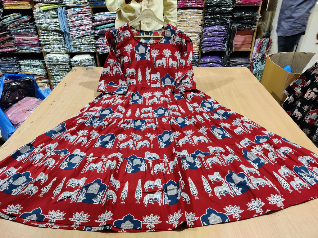 Printed Pure Cotton Midi Gown Dress
