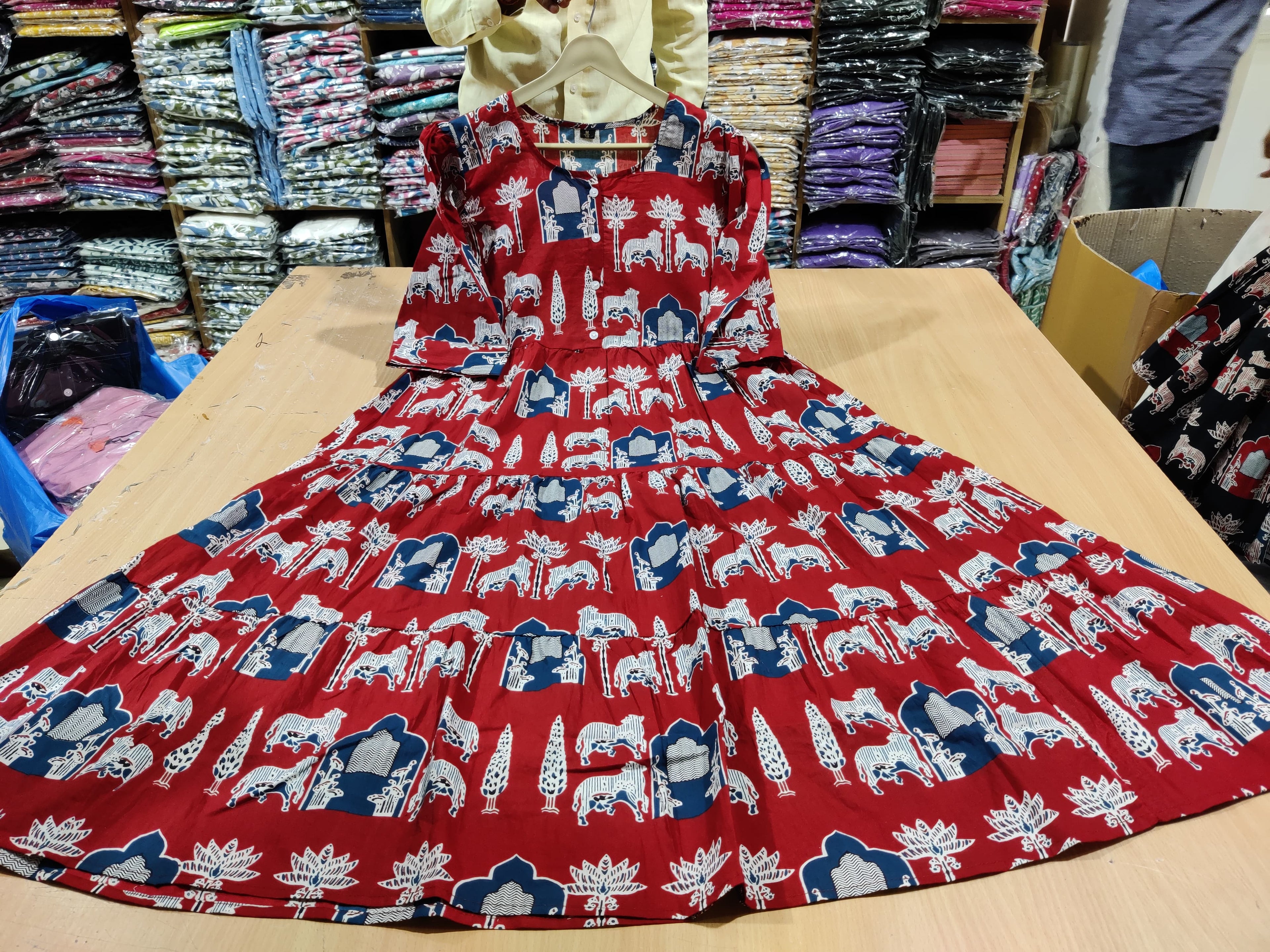 Printed Pure Cotton Midi Gown Dress