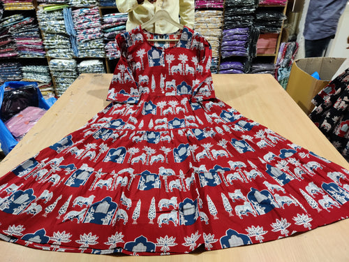 Printed Pure Cotton Midi Gown Dress