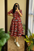 Printed Pure Cotton Midi Gown Dress