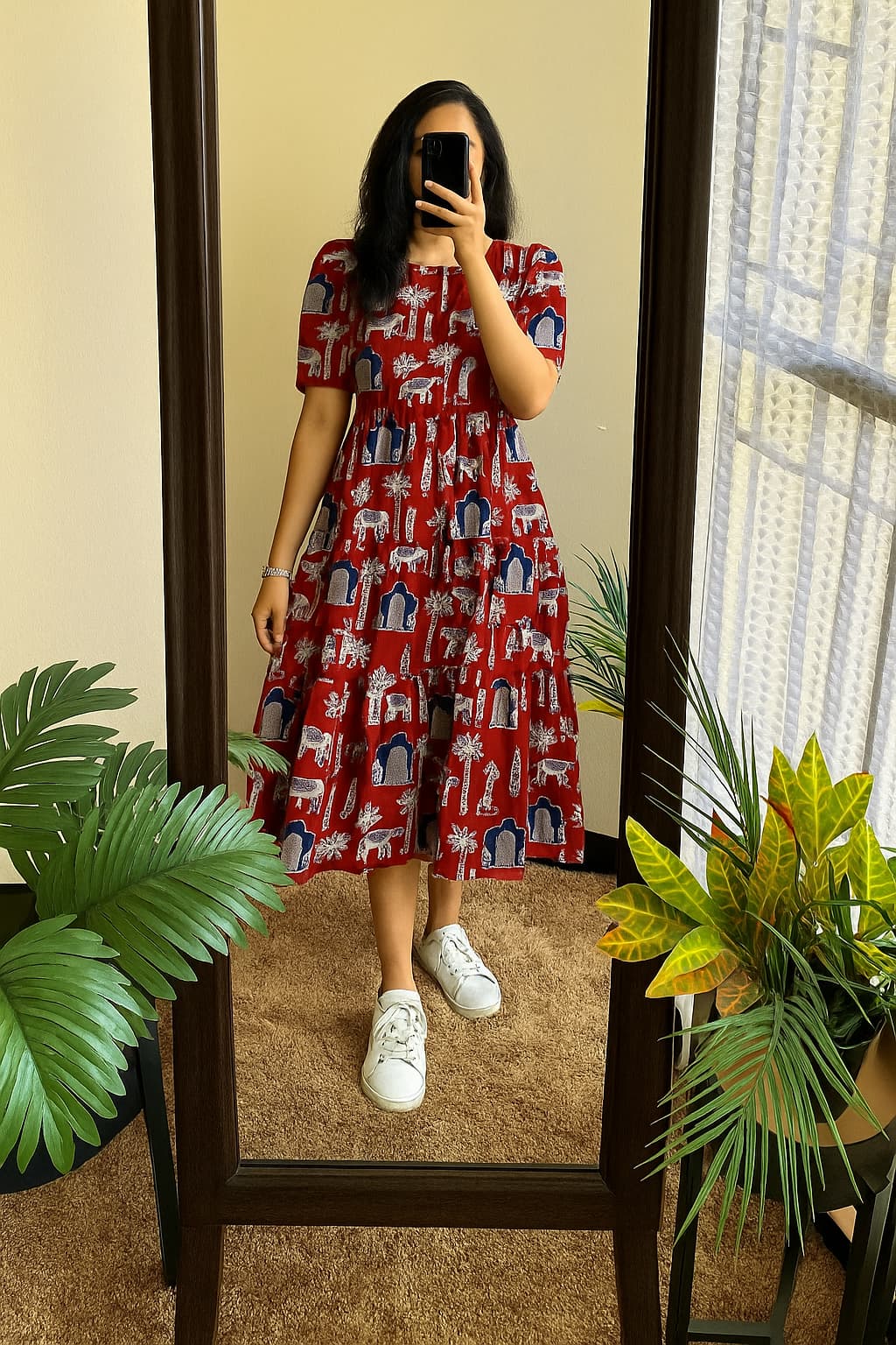 Printed Pure Cotton Midi Gown Dress
