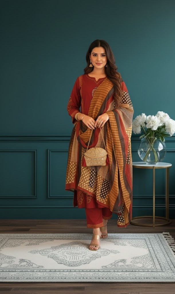 SW-KPD-001:Kurti Pant Dupatta Set