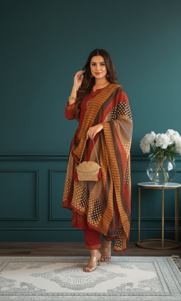 SW-KPD-001:Kurti Pant Dupatta Set