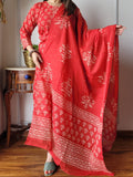 Hand Block Printed Cotton Suit Set with Dupatta