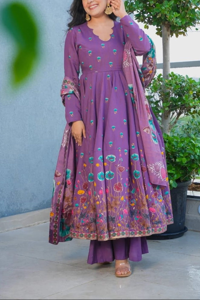 Floral Digital Print Muslin Gown