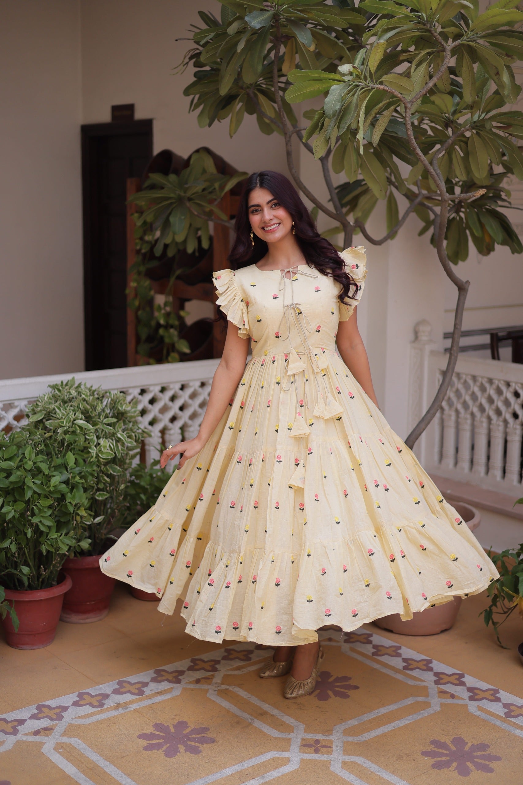 Cotton Breeze: Embroidered Designer Ethnic Dress