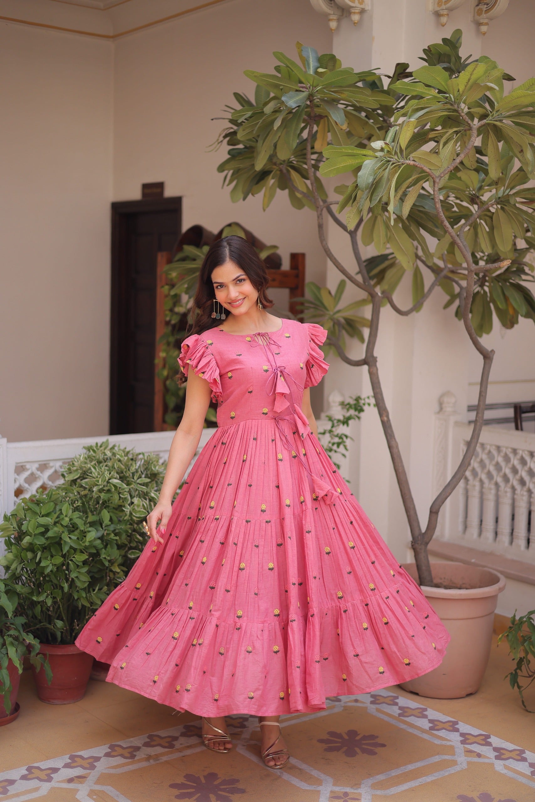 Cotton Breeze: Embroidered Designer Ethnic Dress