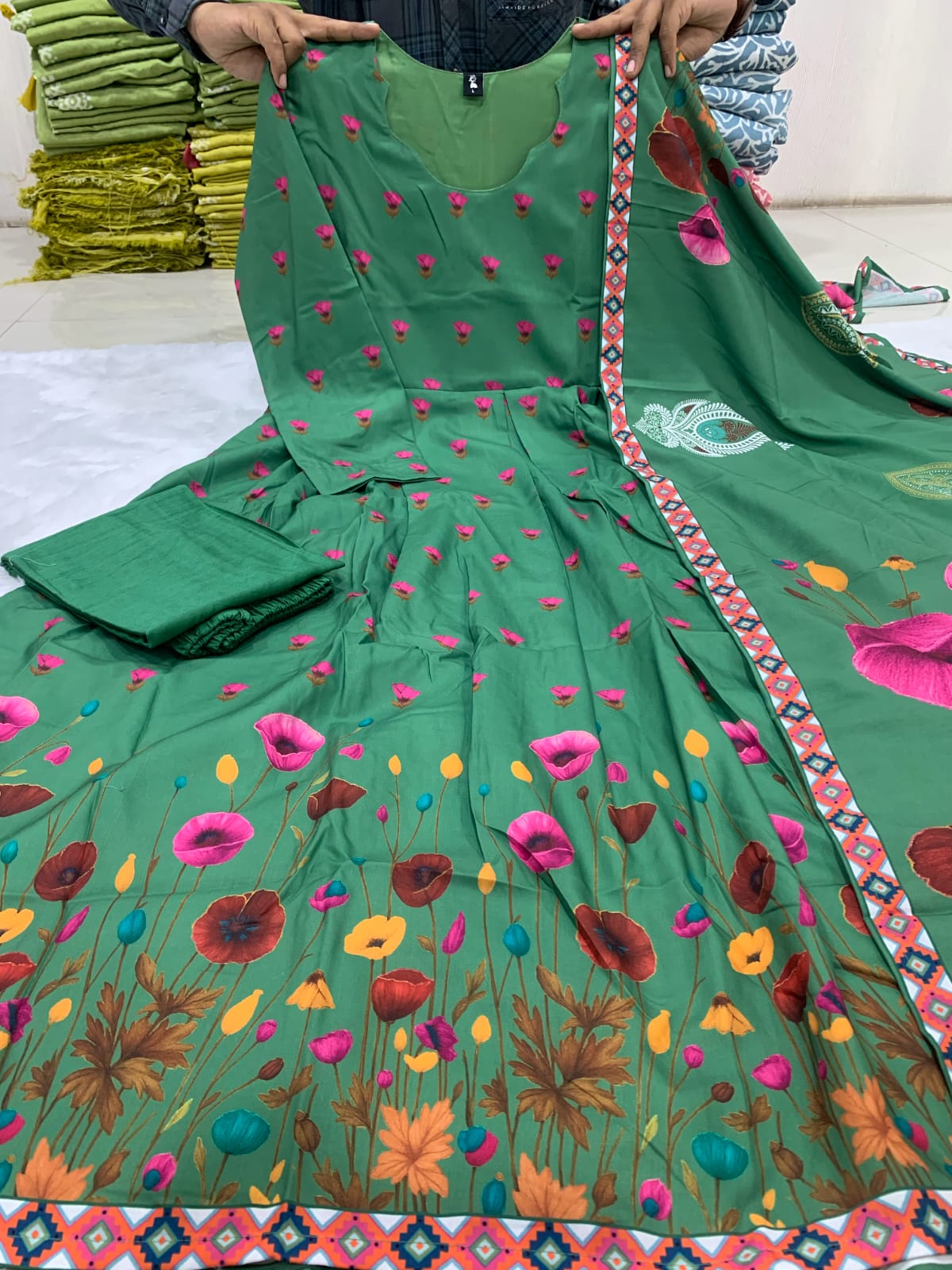 Floral Digital Print Muslin Gown