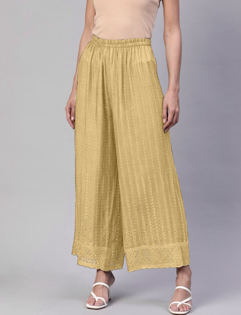 Chikankari Work Rayon Palazzo for Women