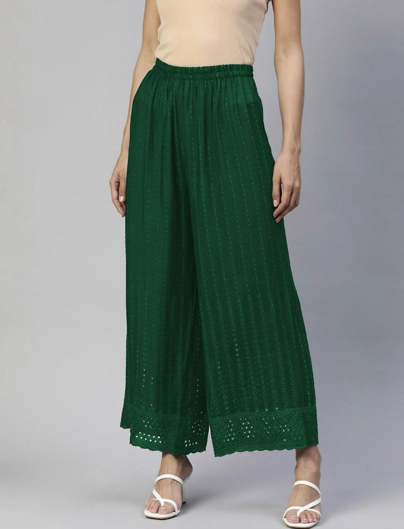 Chikankari Work Rayon Palazzo for Women