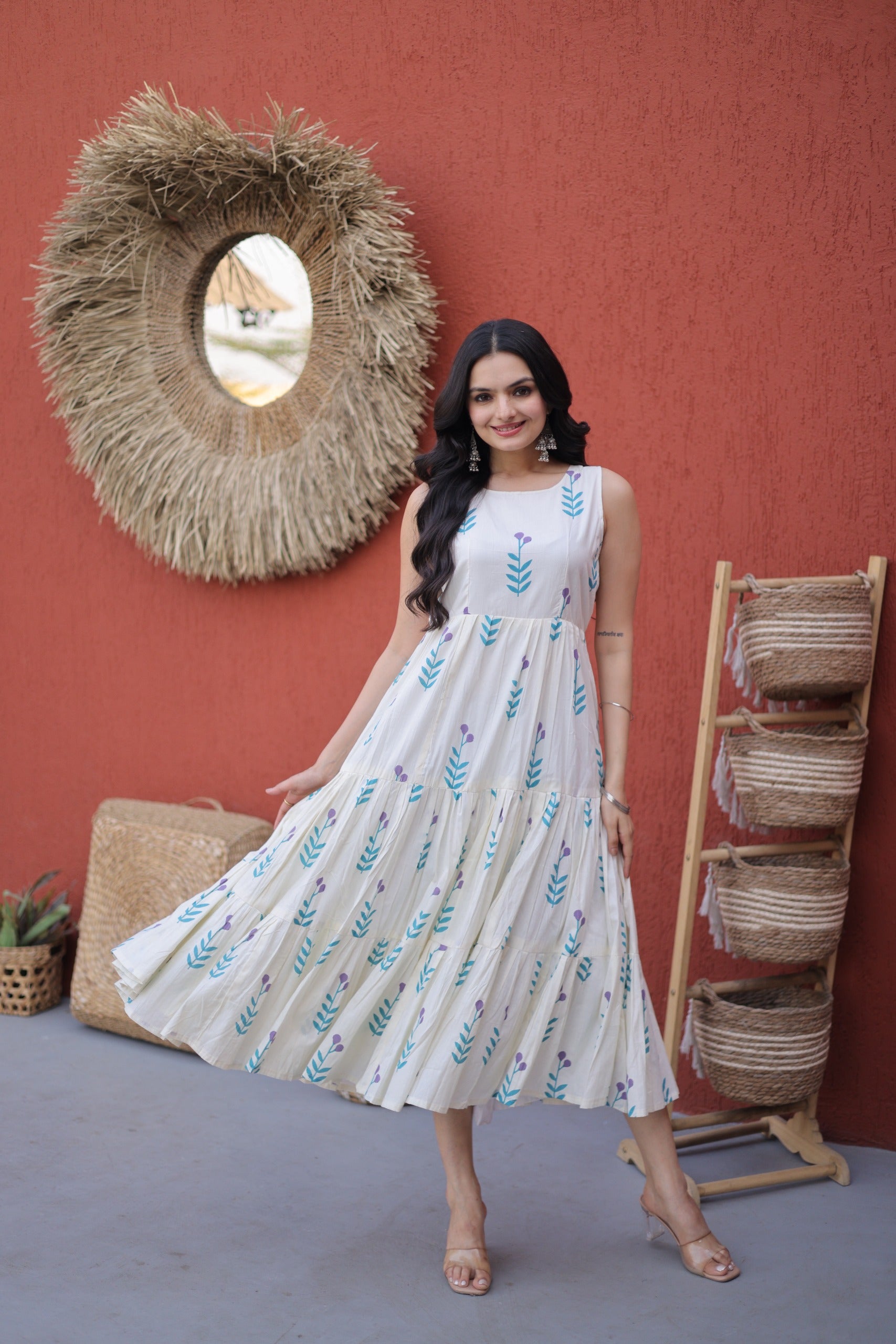 Sleeveless Printed Cotton Designer Kurti