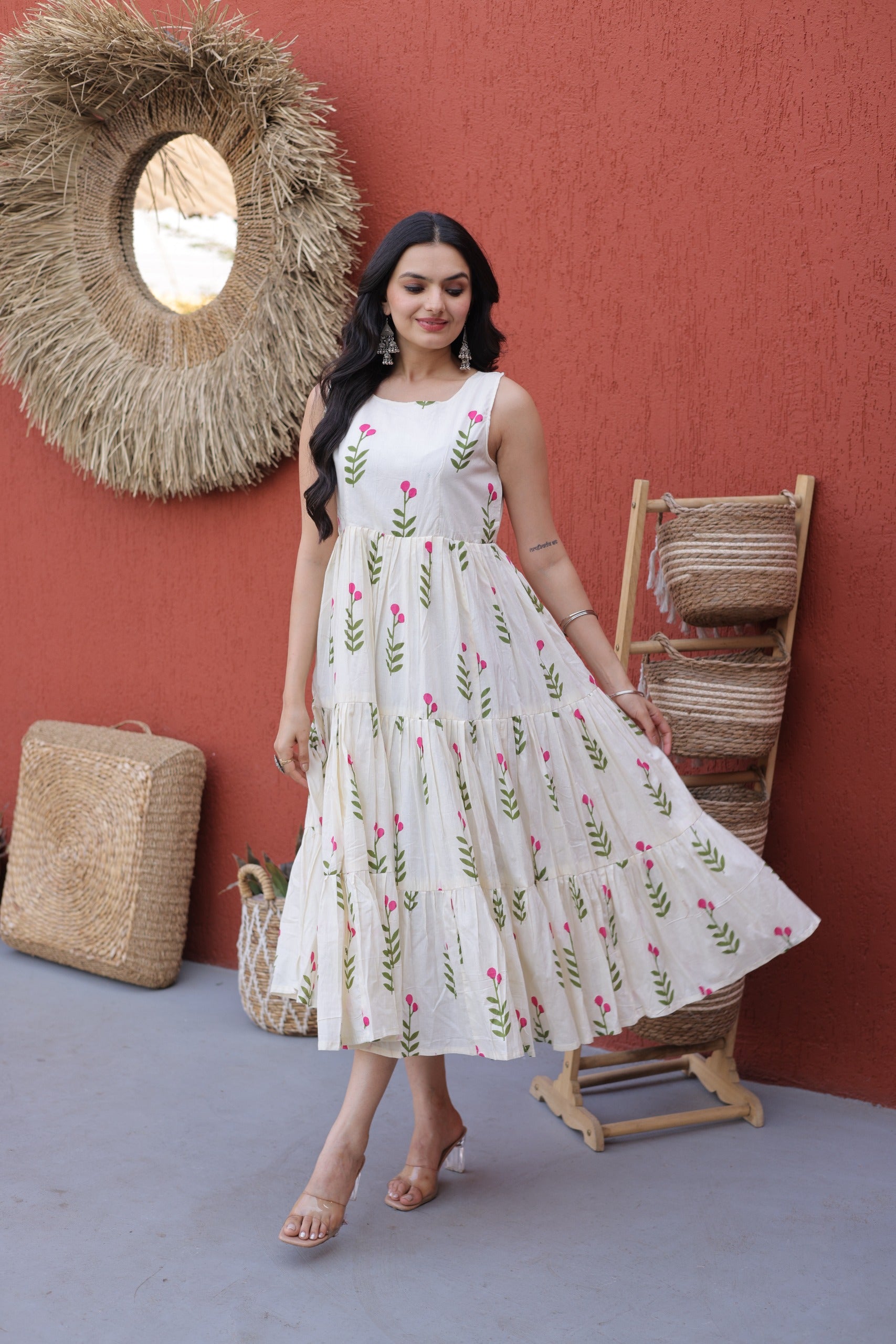 Sleeveless Printed Cotton Designer Kurti