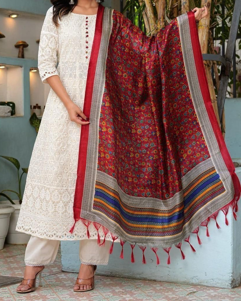 Classic Chikankari Cotton Anarkali Set
