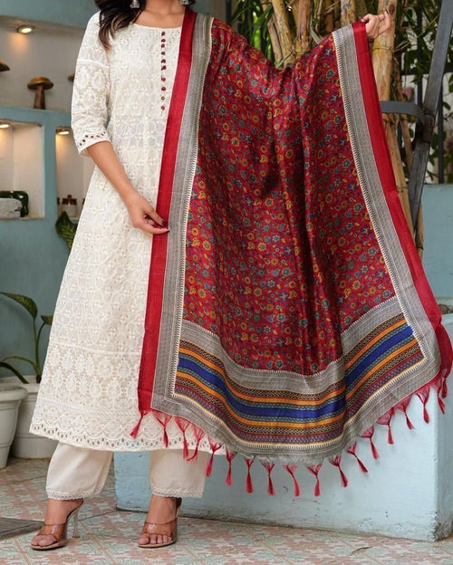 Classic Chikankari Cotton Anarkali Set